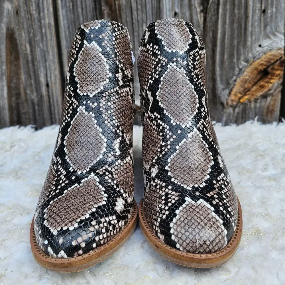 Snake Print Booties Aqua College Naomi Size 8 Waterproof Leather Brown